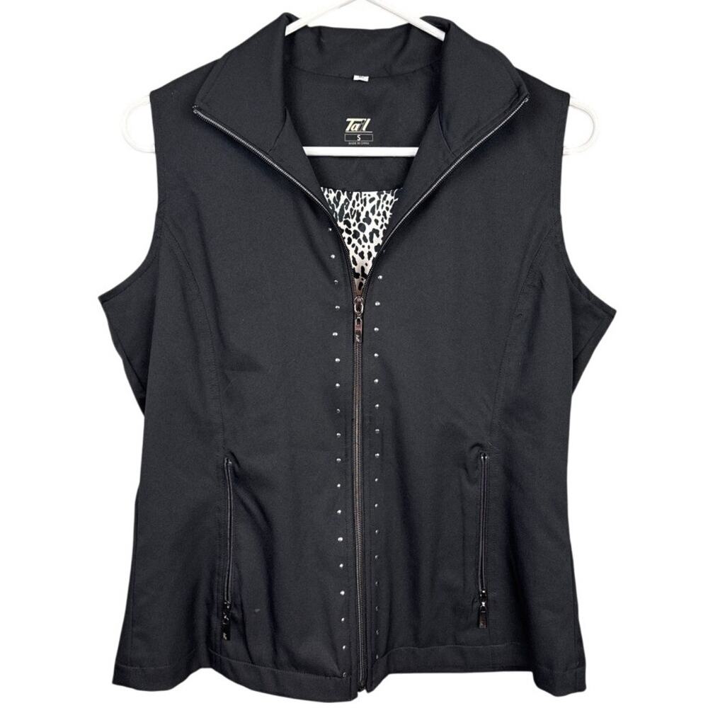 Tail LIghtweight Golf Vest Black Full Zip Animal Print SZ S Golf Layers Outdoor